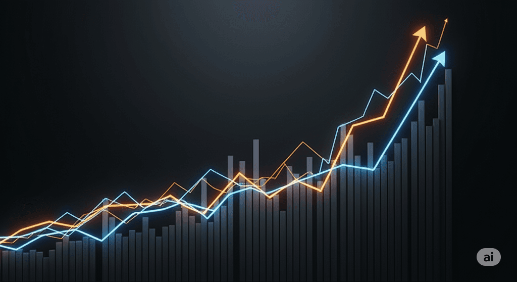 Charts showing business growth